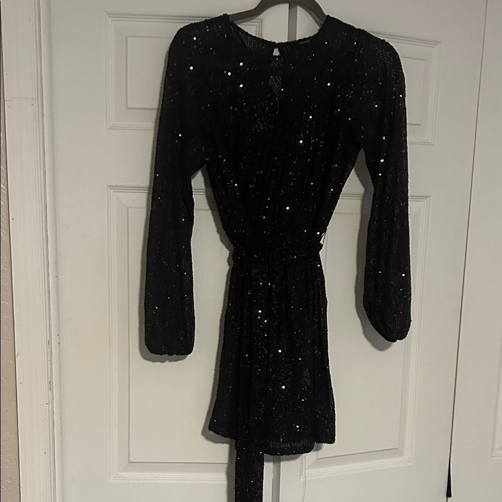 Forever 21 Black Sequin Long Sleeve Dress